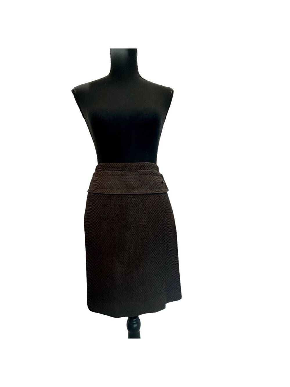 LAUREL chocolate brown textured lined pencil skirt Sz 38 business career